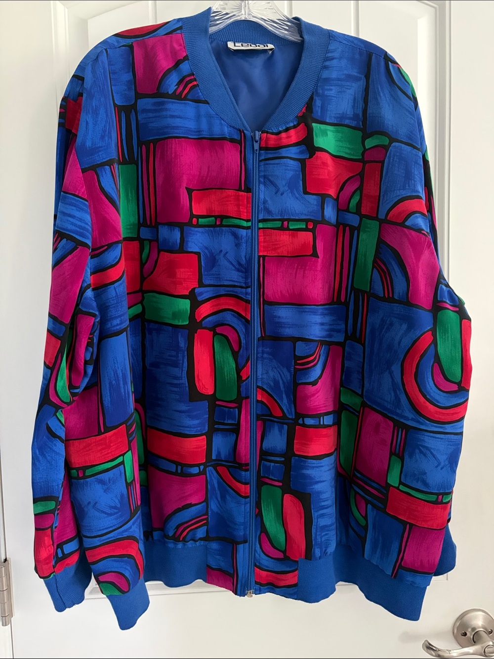 Vintage Teddi Colorblock Polyester Zipper Bomber Jacket 2XL XXL